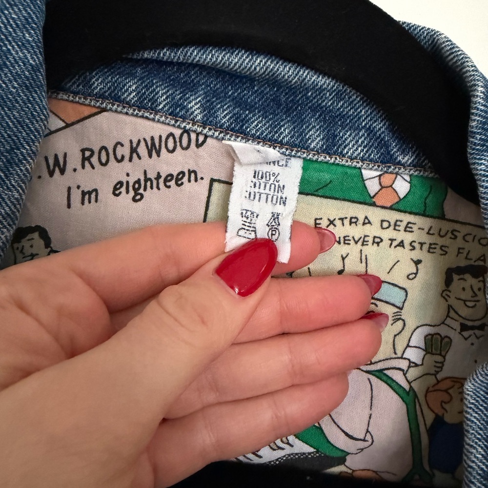 Vintage Et Vous Blue Denim Jacket, cartoon pattern - Picture 4 of 8
